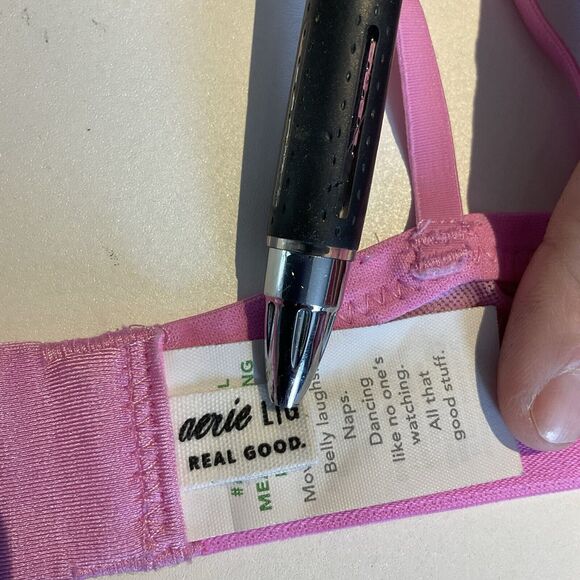 Aerie Pink Bra Size Large Sheer Floral Cover Double Straps - Picture 4 of 6